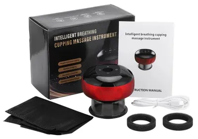 Produktbild von Elektrisches Schröpfgerät mit Vakuum, Gua-Sha- und Massagefunktion, 12 Saugstufen, 12 Heizstufen, LCD-Display, 20-Minuten-Timer, Rot