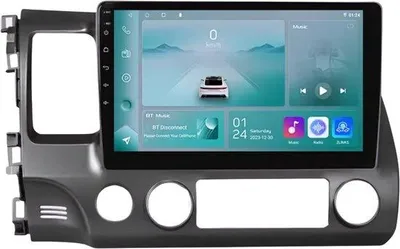 Image de Autoradio avec Bluetooth et CarPlay pour Honda Civic (2006-2011), compatible avec Apple et Android, chaîne stéréo, système de navigation, 1 Go de RAM, 32 Go de mémoire interne