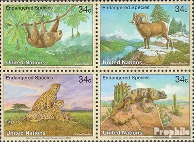 Produktbild von Briefmarken UNO - New York 2002 Mi 890-893 Viererblock (kompl.Ausg.) postfrisch Fauna