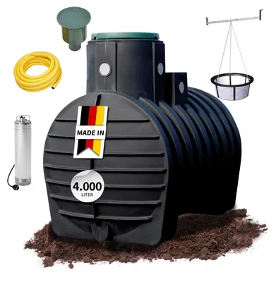 Productafbeelding van 4rain MONO ondergrondse regenwatertank-pakket 4000 L Tuin-Comfort, AI-gegenereerde afbeelding