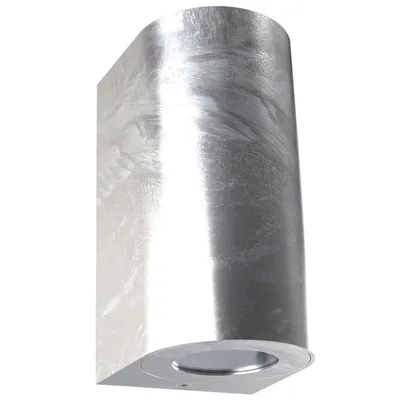 A product shot of a silver wall lamp.