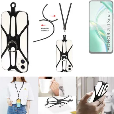 Produktbild von K-S-Trade 3in1 Handykette Handyband Handykordel Halsband Smartphone-Ring Handy-Ring kompatibel mit Honor 200 Smart Fingerhalterung Handyring