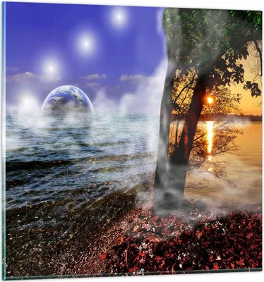 Produktbild von Bilder auf glas - Abstraktion Umwelt Erde - 30x30cm - Glasbilder - Wandbilder - Kunstdruck - zum Aufhängen bereit - Wanddekoration aus Glas - Glas Bilder - Wandbild auf Glas - GAC30x30-0308