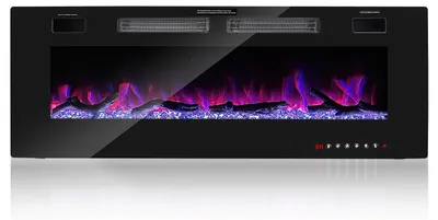 Productafbeelding van ISOISL Elektrische kachel, 50 inch, 1500W, inbouwmodel met Wi-Fi, bedienbaar via app, afstandsbediening, timer en 144 vlammeneffecten, geschikt voor de woonkamer