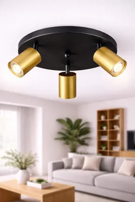 Productafbeelding van LED inbouwspot rond, 3-voudig, GU10, kantelbaar 350°, draaibaar – moderne plafondspot goud, Braytron