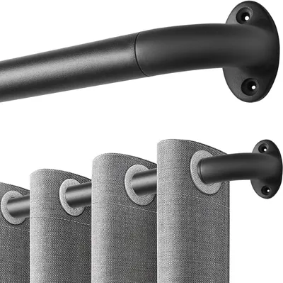 Produktbild von Metall-Zugvorhangstange Teleskopisch Verstellbar Modern Schwarz 76-380 cm