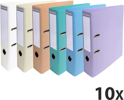 Produktbild von Exacompta 53084E 10er Pack Premium PVC-Ordner Prem´Touch Pastell. 7 cm breit DIN A4 Ringordner Aktenordner Briefordner Büroordner Plastikordner Schlitzordner farbig sortiert