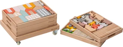 Produktbild von Betzold Spielwelt-Bausteinwagen mit 5 Fächern, Bausteine für Räumliche Vorstellung, Motorik/Geschicklichkeit