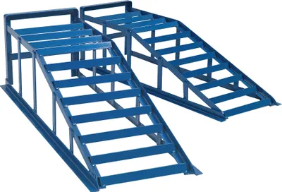 Produktbild von 2 x Auffahrrampe Rampe Blau Wagenheber Hebebühne , 2000 kg Belastung pro Paar 265 mm Reifenbreite