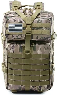 Produktbild von Großer Bundeswehr Rucksack 45l in Multitan, Militär Kampfrucksack, Molle Army 3-DayPack, US Assault Pack, BW Armee Outdoor Tasche