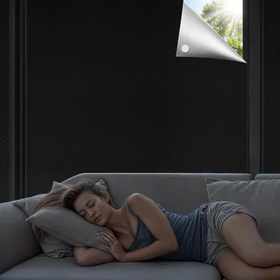 Immagine prodotto di Omgoods - Tenda a rullo oscurante, senza necessità di foratura - 400 x 150 cm - Nera