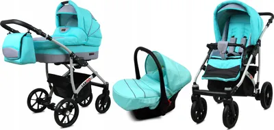 Produktbild von BabyLux® Largo | 3in1 Kinderwagen Set | Mint | Kombikinderwagen | Kinderwagenset | Buggy + Babyw