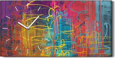 Produktbild von Leinwand Uhr Küche Wohnzimmer Bild 60x30 Ausdrucksstarke Malerei moderne Kunst - weiße Hände