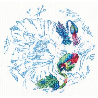 Image de RTO Kit de point de croix "Aquarelle écossaise" M70038, motif à compter avec fond imprimé, 21x21 cm