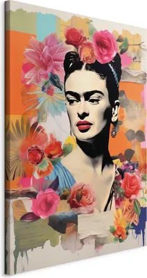 Produktbild von Wandbilder XXL Frida Kahlo 60x90 cm 1 tlg  Wand Deko Leinwand Bilder Groß Wohnzimmer Pastell Hintergrund Frau Porträt Abstraktion h-H-10054-b-a