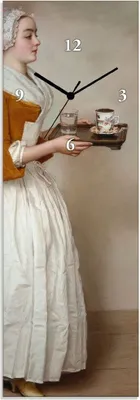 Produktbild von ARTland Glas Wanduhr Funkuhr - schwarzer Zeiger Das Schokoladenmädchen. Um 1744/45 Größe: 20x60 cm