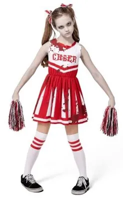 Zdjęcie produktu dla Kostium cheerleaderki zombie dziewczęcy na halloween strój przebranie