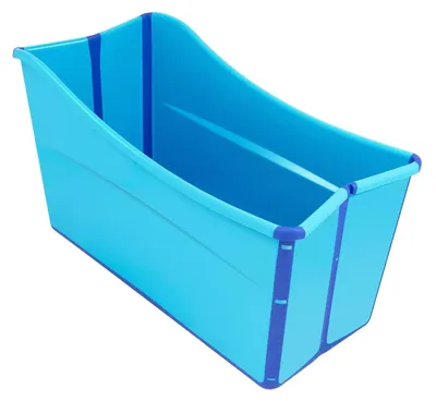 Immagine prodotto di Vasca da bagno pieghevole da 100 cm - Vasca da bagno portatile per adulti e bambini - In plastica - Facile da montare - Spa domestica - Blu