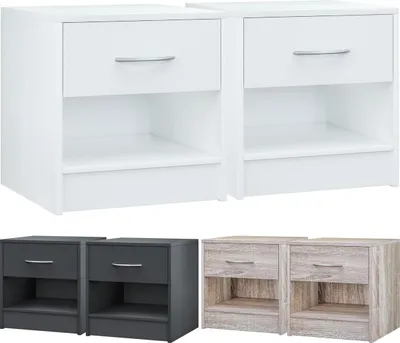 Immagine prodotto di Set di 2 comodini bianchi con cassetto, 41x39x28 cm