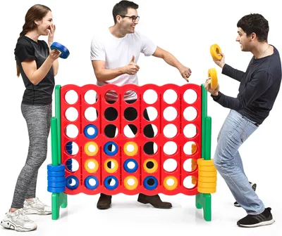 Produktbild von COSTWAY Vier-Gewinnt Spiel 120 x 42 x 104 cm, 4 Gewinnt Spielbrettsätze, Vier in Einer Reihe Spiel mit 42 Jumbo Ringen und Schieberegler zum schnellen Neustart für Kinder und Erwachsene Grün