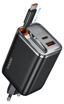 Immagine prodotto di Caricabatterie USB-C da 67W, caricabatterie rapido con display LED e cavo retrattile