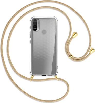 Produktbild von Handykette Backcover-Schutzhülle mit Band (Metall goldfarben) für Motorola Moto E20 (XT2155) - caramel