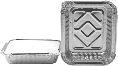 Zdjęcie produktu dla Pojemnik aluminiowy 250 ml - z podwyższonym brzegiem i pokrywką - 50 sztuk - idealny do grillowania