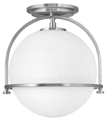 Image de Plafonnier, nickel, acier verre, D 28,2 cm