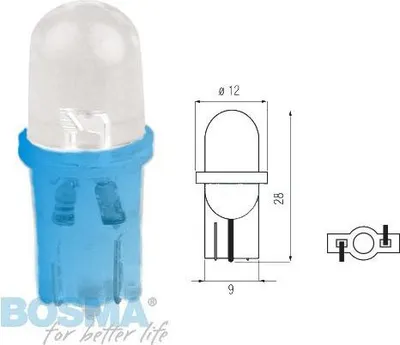 Immagine prodotto di Lampadina BOSMA 12 V, 1 LED, T10, BLU OPACO, confezione blister da 2 pezzi