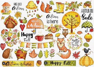 Obrázek produktu pro Výšivky křížem vyšívané sadou Letistitch "Autumn Sampler", 38x27 cm