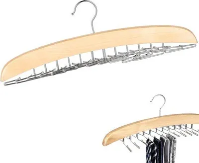 Immagine prodotto di Appendiabiti in legno con 24 ganci doppi, supporto metallico estensibile