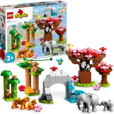 Produktbild von LEGO 10974 DUPLO Wilde Tiere Asiens, Spielzeug-Set aus Bausteinen mit Sound und Tierfiguren, mitunter Elefant, Panda und Tiger, inkl. Spielmatte, Geschenk für Kleinkinder, Mädchen und Jungen ab 2