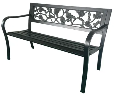 Immagine prodotto di Panchina da esterno MODERNA 125 cm in acciaio nero con motivo rose