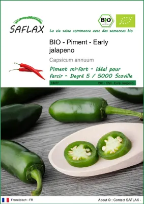 Image de SAFLAX  -- Piment  - Early jalapeno - 20 graines - Capsicum