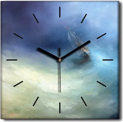 Produktbild von Coloray Uhr auf Leinwand 30x30 cm Wand Uhr Dekoration Wohnzimmer Segeltuch schwarze Hände -Meeresturmlandschaft.