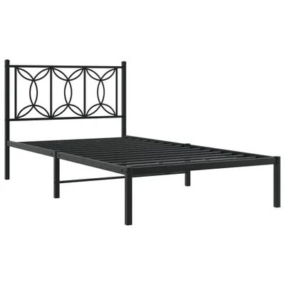 Produktbild von Bettgestell mit Kopfteil Metall Schwarz 100x190 cm