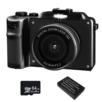 Produktbild von 48MP Digital Camera, 4K HD 1080P Photo Camera, Kompaktkamera 18X Digital Zoom 64GB TF Card, WiFi Functionality
