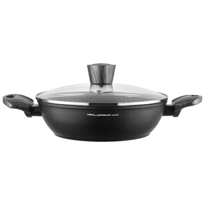 Produktbild von FLORINA Topf aus Aluminium (2,5 l) | 24 cm Durchmesser | Kochtopf mit Glasdeckel - Antihaftbeschichtet | Topf Induktion - Oval | Ideal für Induktionsherd, Gasherd und Elektroherd (Schwarz)