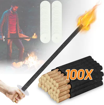 Produktbild von Jopassy Fackeln aus natürlichem Wachs - 100 Stück - Brennzeit ca. 90-100 min - Wachsfackel mit Handteller, für weihnachten ackelumzug, Fackelfeuer, Gartenfest, Lagerfeuer, Sommersonnenwende