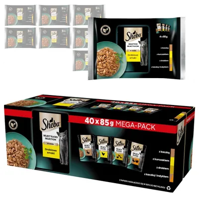 Obrázek produktu pro Sheba Selection Select Slices, kuřecí příchuť, 72x85g, kompletní vlhké krmivo pro kočky v omáčce