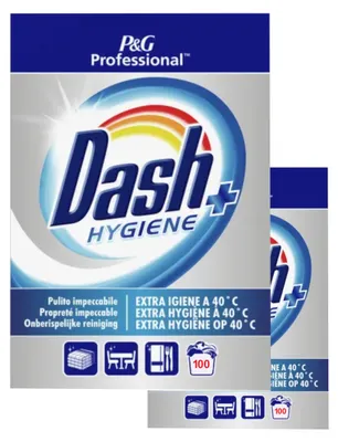Immagine prodotto di Detersivo in polvere Dash Hygiene + Professional, 2x100 lavaggi, 13,5 kg