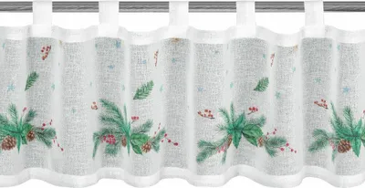 Image de EUROFIRANY | Rideau de Noël - 30 x 150 cm - blanc vert - branche de sapin