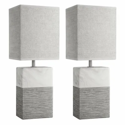 Produktbild von Tischlampe 2er Set Nachttisch Lampe Nachttischlampe Tischleuchte Marmor Look