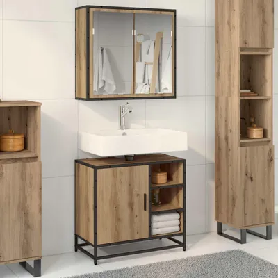 Immagine prodotto di Maison Exclusive - Set di mobili da bagno, 2 pezzi, legno effetto rovere artigianale, 65 x 33 x 60 cm