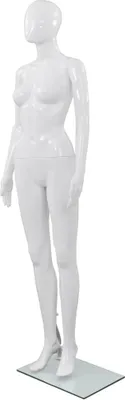 Zdjęcie produktu dla Manekin damski ze szklaną podstawą, biały, błyszczący, 175 cm
