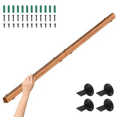 Zdjęcie produktu dla Poręcz ścienna Peviasot, drewno sosnowe, 200 cm, średnica 5 cm, możliwość łączenia w dłuższą poręcz, antypoślizgowa poręcz do schodów, idealna do przedpokoju i łazienki