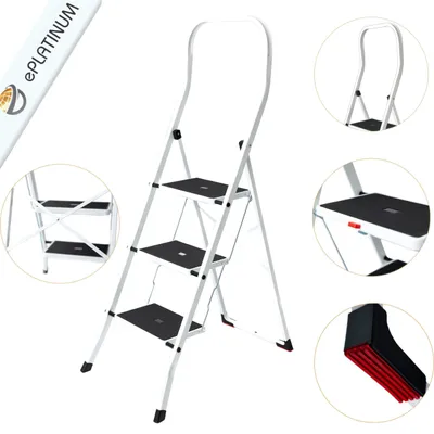 Produktbild von Küchenleiter weiß Home Loft Leicht Zusammenklappbare Leiter 3 Stufen