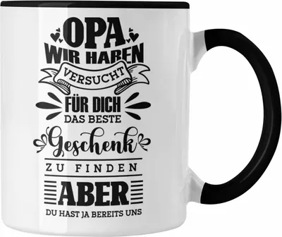 Produktbild von Trendation - Tasse Geschenk Opa Spruch Geschenkidee von Enkelkinder Wir Haben Versucht (Schwarz)