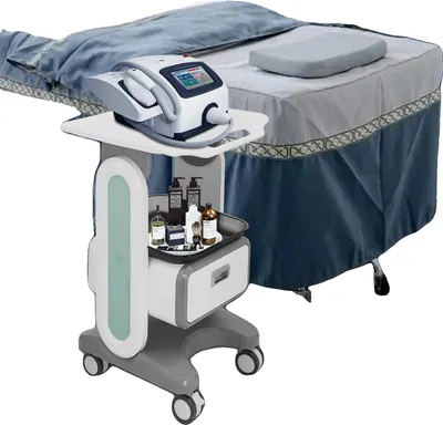 Produktbild von Medizinwagen, 44*36*76 cm Abmessungen, 1 Schublade, 2 Tabletts, 60 kg Tragfähigkeit, 4 Universalräder