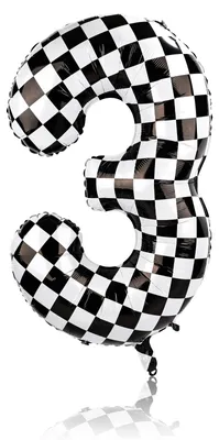 Karierter Folienballon 101,6 cm Rennwagen-Motiv Geburtstag